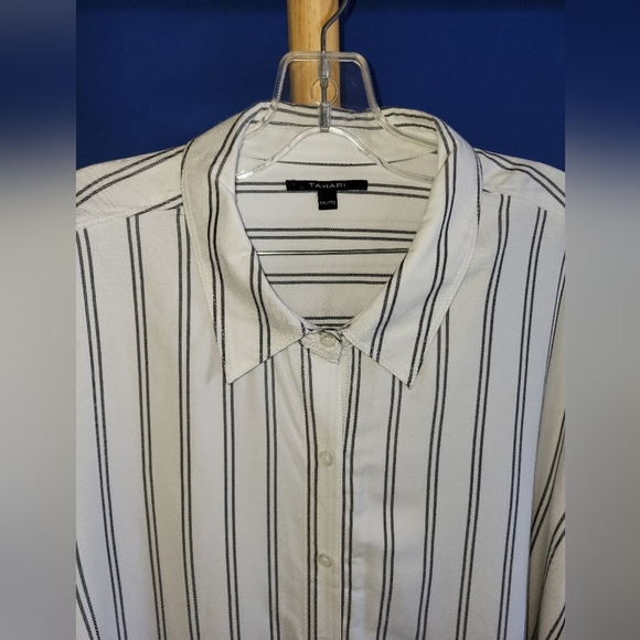 Tahari Button Up Dress Shirt White With Grey Piping XXL - Picture 11 of 11